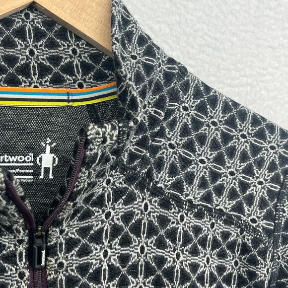 Smartwool Sweaters - SMARTWOOL Top Womens M Merino 250 Base Layer 1/4 Zip Geometric Thermal Black